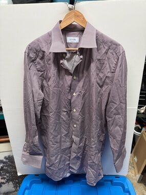 Eton Men's Purple Micro-Check Dress Shirt